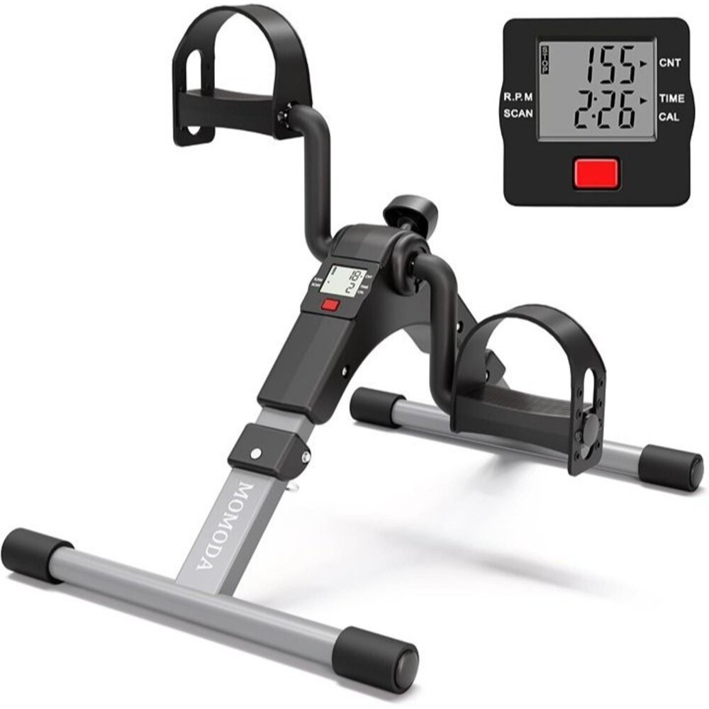 MOMODA Foldable Exercise Pedal Bike for Legs/Arms LCD Display, Adjust Tension